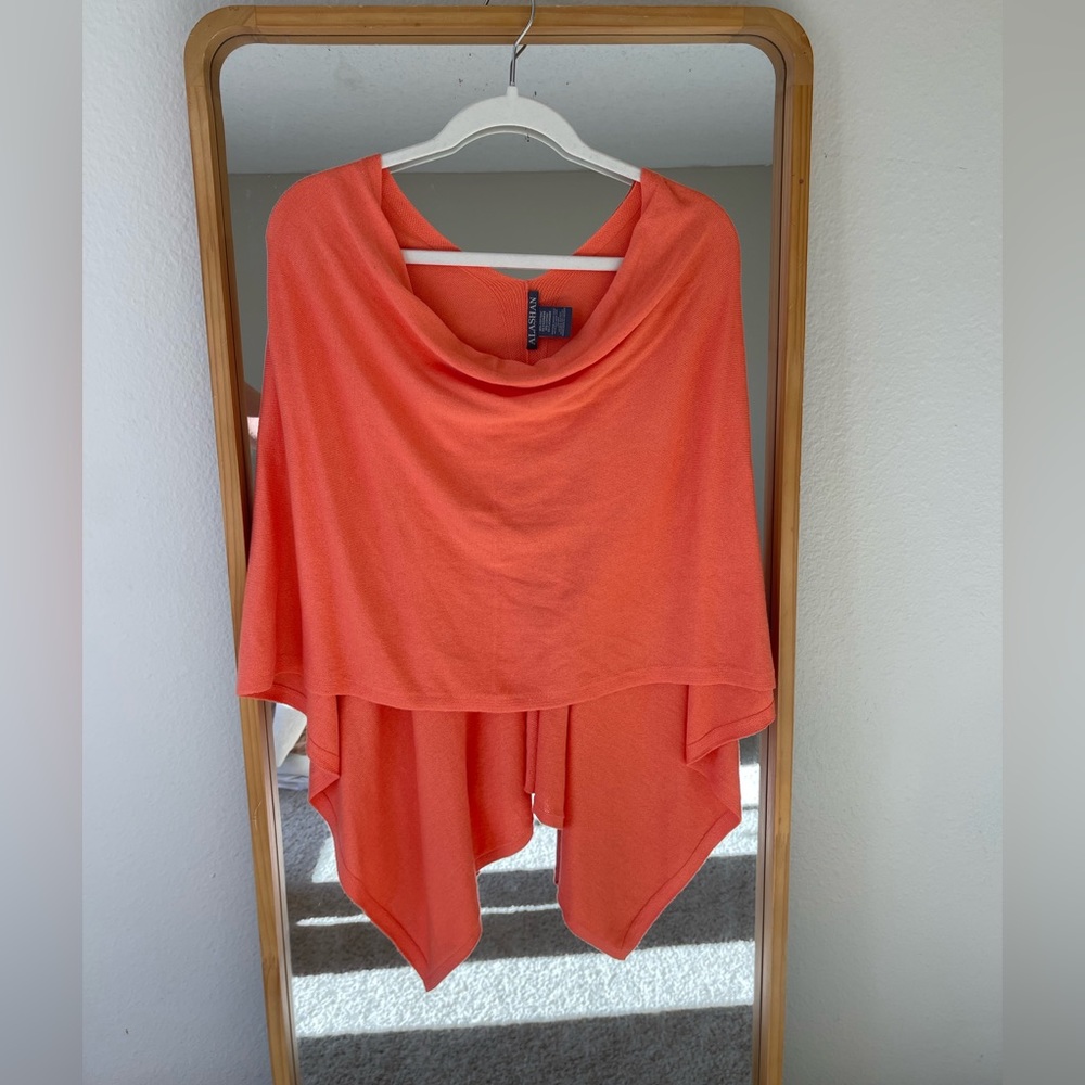 Alashan Orange Sweater Poncho Like New M/L